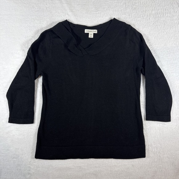 Coldwater Creek Sweaters - 3/4 Sleeve Coldwater Creek Solid Black 50% Merino Wool Twist Medium